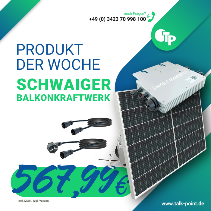 Schwaiger Balkonkraftwerk Solar 600W - SOKW0602 Produkt der Woche Banner