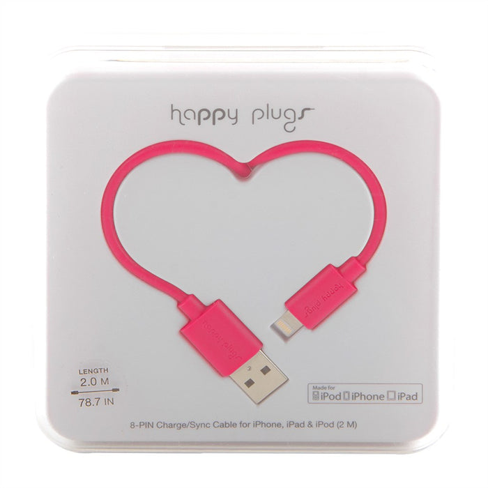 Happy Plugs iPhone USB Ladekabel in kirschrot für Apple Geräte iPhone, iPad, iPod