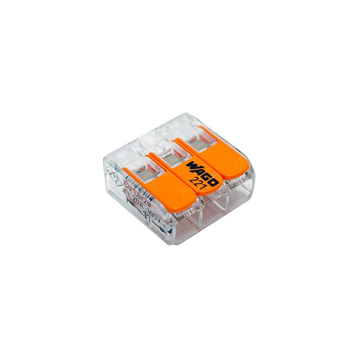 WAGO COMPACT 221-413 Verbindungsklemme mit Hebel orange für 3-Leiter mit 0,14 - 4 mm² - 50er Pack