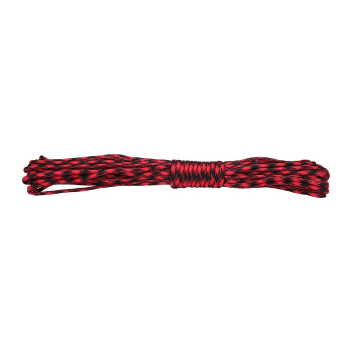 Paracord 550lb Nylon Seil, Abspannseil für Camping Fallschirmschnur reißfest - 4mm, 249 Kg (15 Meter) Rot/Schwarz #006