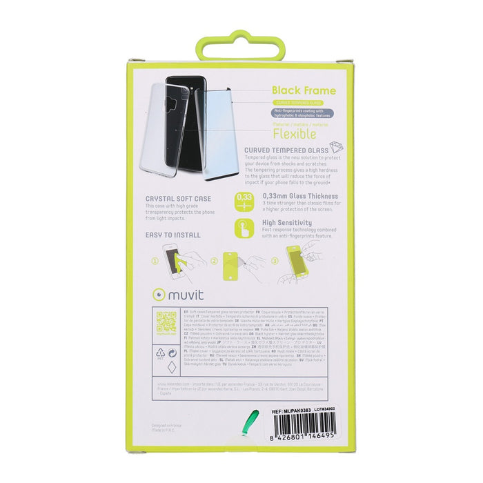 Muvit Crystal Soft Pack Case Schutzhülle + Display schutzglas für Samsung Galaxy S9