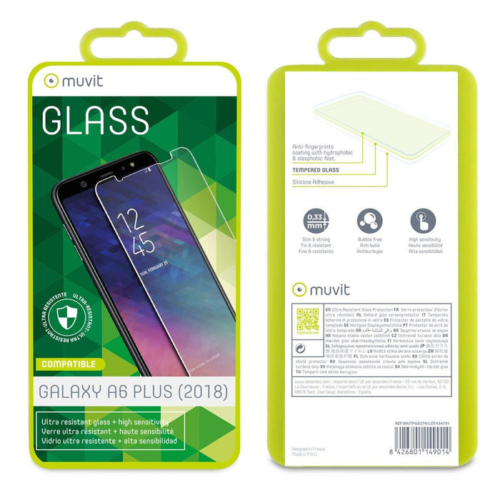 Muvit Glass Displayschutzglas für Samsung Galaxy A6 Plus (2018)
