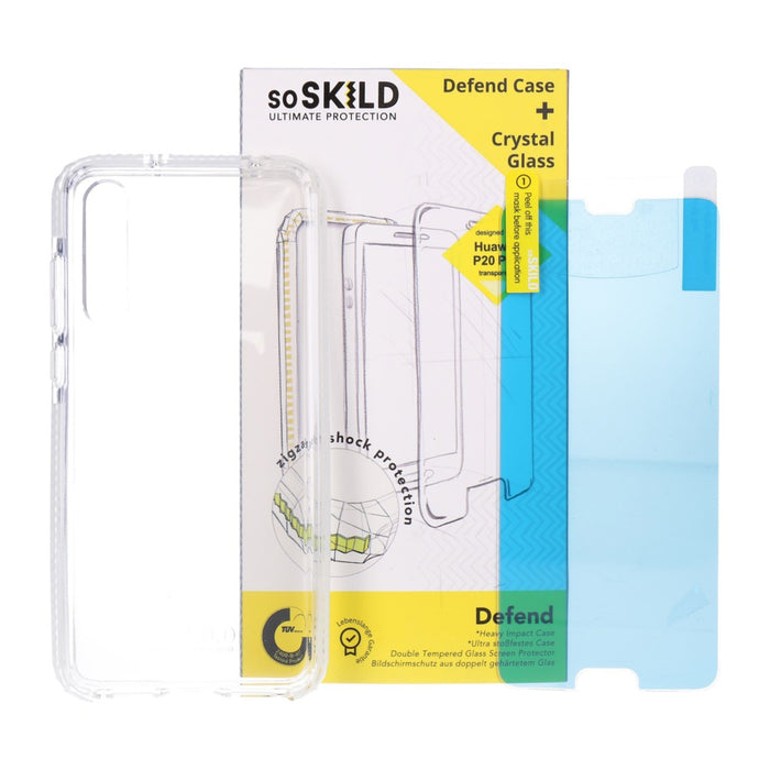 SoSkild Defend Heavy Impact Case and Tempered Glas für Huawei P20 Pro transparent