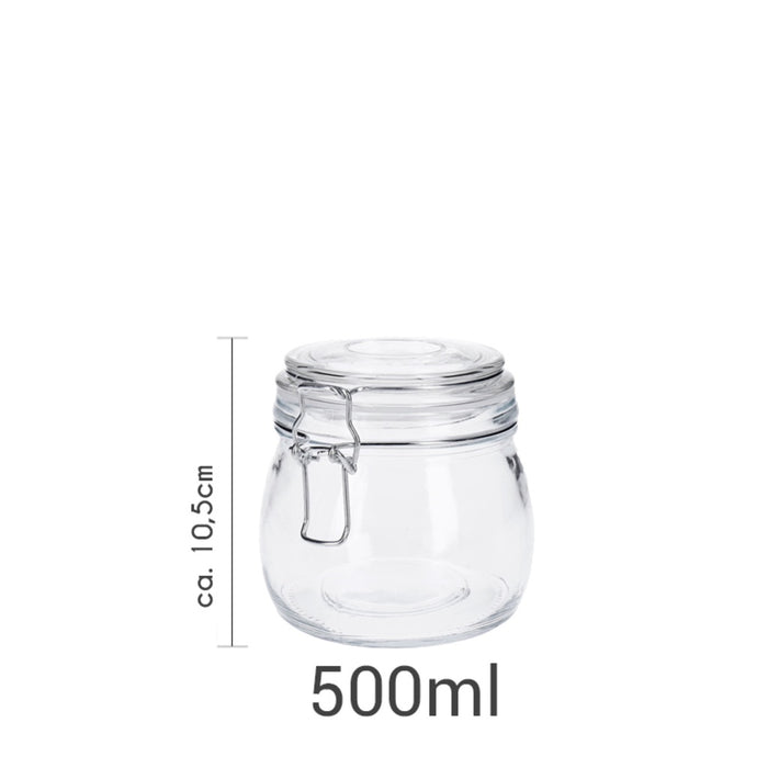 TP 6er Set Vorratsglas mit Bügelverschluss inkl. 8 Kreidetafelsticker & Stift runde Form (6 x500 ml)