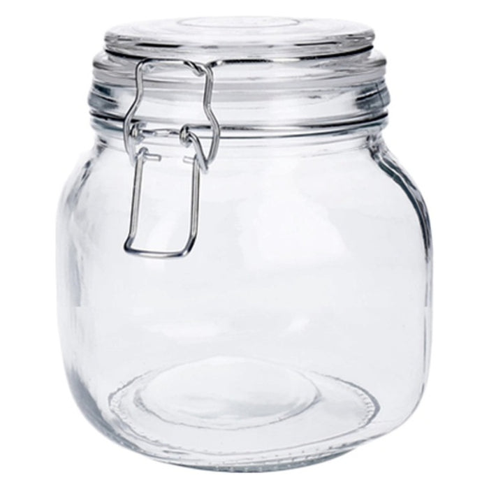 TP Glasbehälter mit Bügelverschluss, Drahtbügelgla Vorratsglas - luftdicht, auslaufsicher (eckig) 650ml