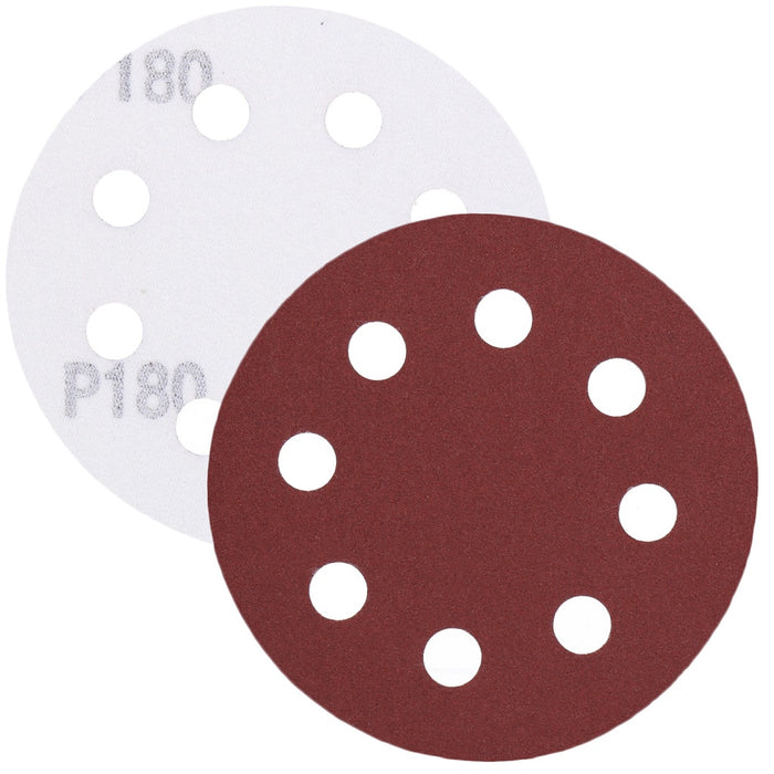 TP Schleifpapier, Schleifscheibe - Universal (rot) 125mm, 8-fach-gelocht, Papierbasis - 10er Pack P180