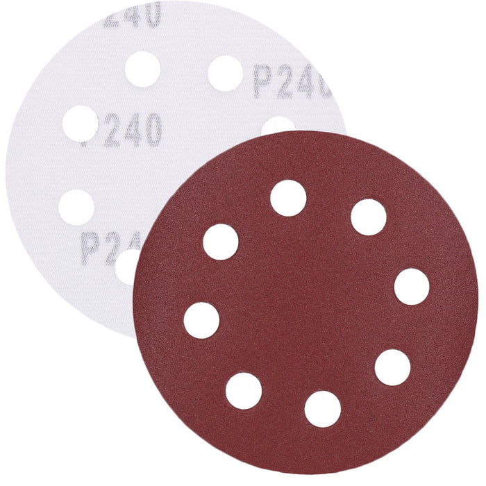 TP Schleifpapier, Schleifscheibe - Universal (rot) 125mm, 8-fach-gelocht, Papierbasis - 10er Pack P240