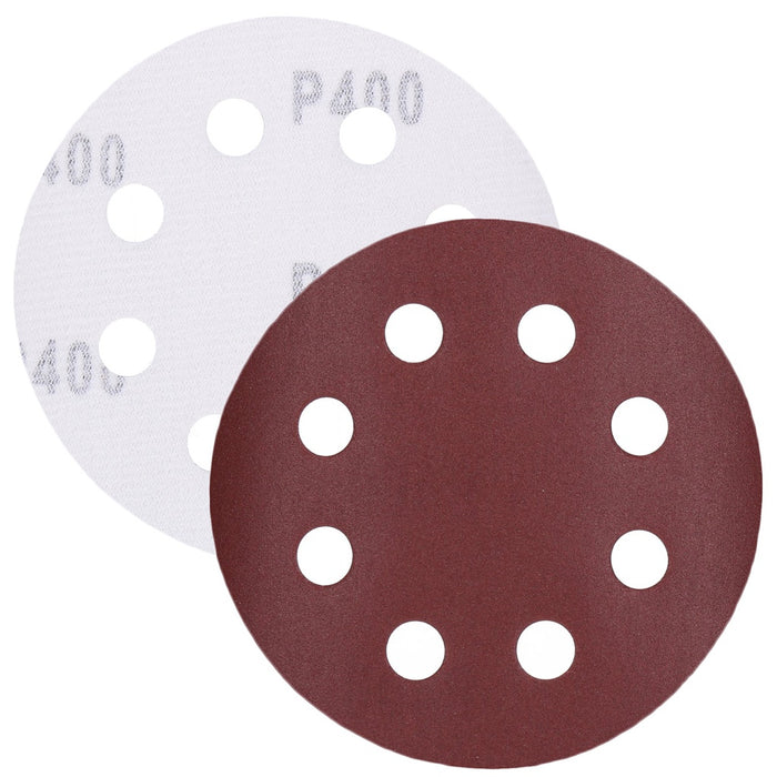 TP Schleifpapier, Schleifscheibe - Universal (rot) 125mm, 8-fach-gelocht, Papierbasis - 10er Pack P400