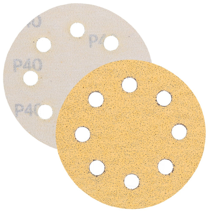 TP Schleifpapier, Schleifscheibe - Universal (gelb 125mm, 8-fach-gelocht, Latexbasis - 10er Pack P40