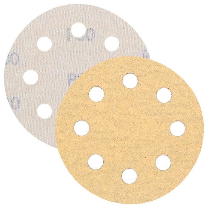 TP Schleifpapier, Schleifscheibe - Universal (gelb 125mm, 8-fach-gelocht, Latexbasis - 10er Pack P80