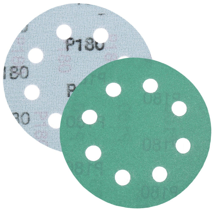 TP Schleifpapier, Schleifscheibe - Universal (grün 125mm, 8-fach-gelocht, Filmbasis - 10er Pack P180