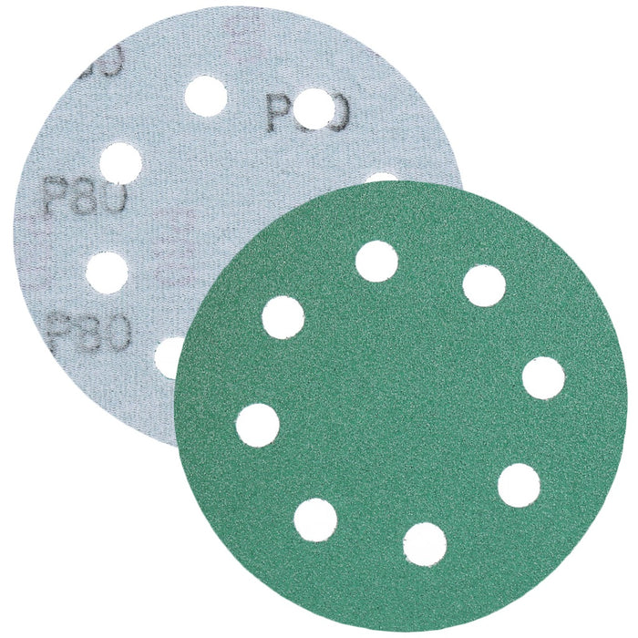 TP Schleifpapier, Schleifscheibe - Universal (grün 125mm, 8-fach-gelocht, Filmbasis - 10er Pack P80