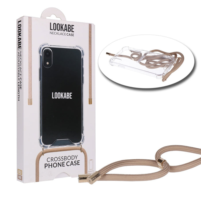 LOOKABE Necklace Case Handykette für iPhone Xr Handykette mit Handyhülle Gold/Nude