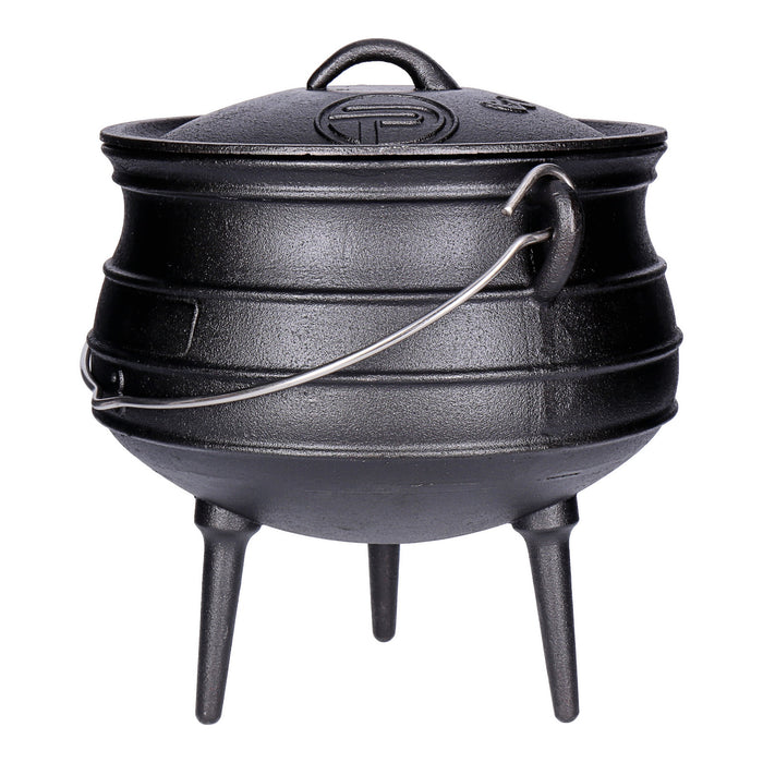 TP Potjie Pot - BBQ Dreifuß Dutch Oven Pot 3 Gusseisen, Feuerkessel mit Deckel u. Füßen 8 Liter