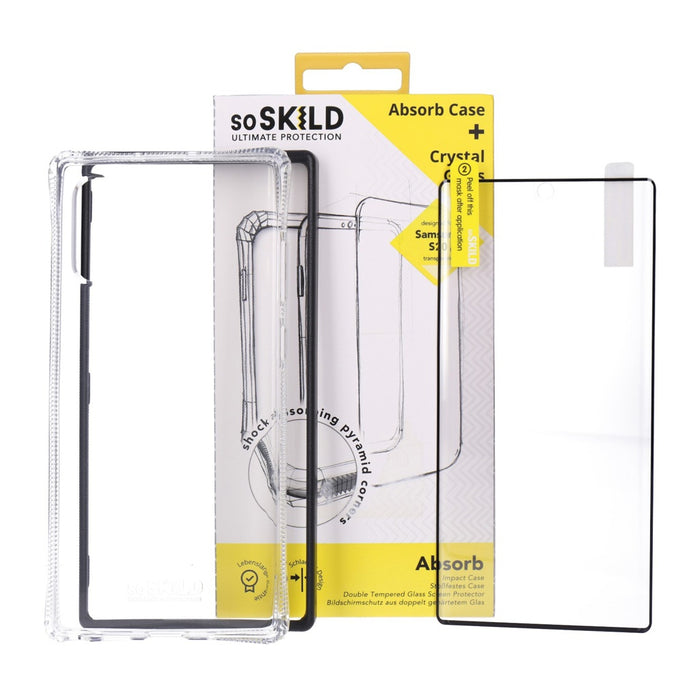 SoSkild Absorb Case Hülle + Displayglas für Samsung Galaxy S20 transparent