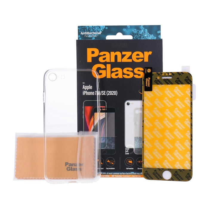 PanzerGlass Displayschutzglas + Clear Soft Case für Apple iPhone 7/8 und SE (2020)