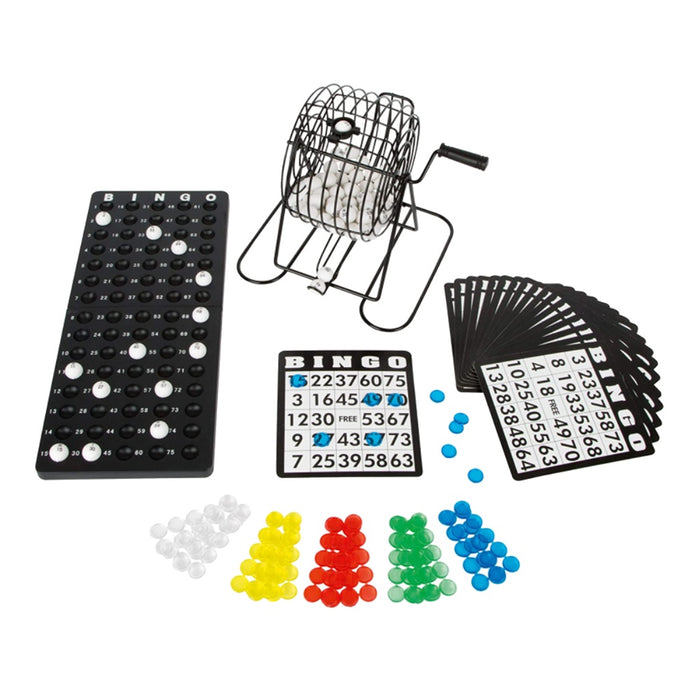 Bingo Set mit Trommel aus Metall und 75 Kugeln