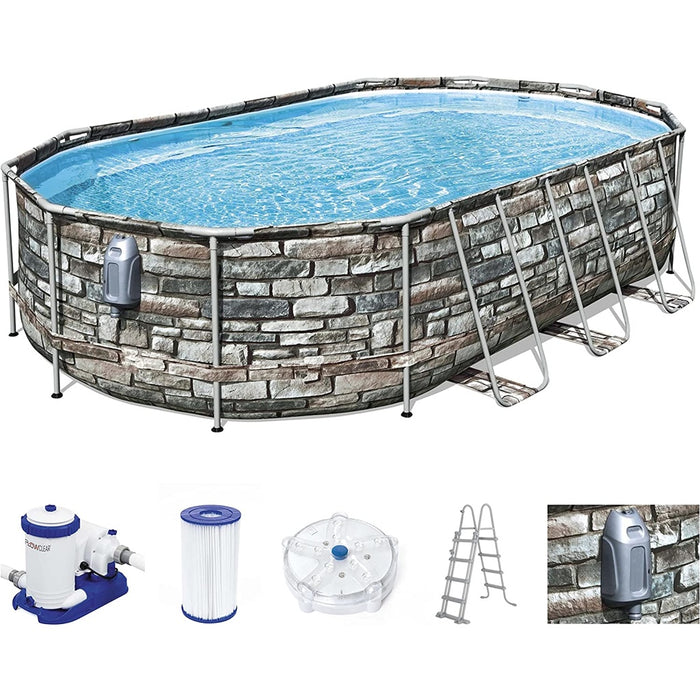 Bestway 56719 Power Steel Comfort Jet Series Frame Pool-Set mit Filterpumpe 610 x 366 x 122 cm