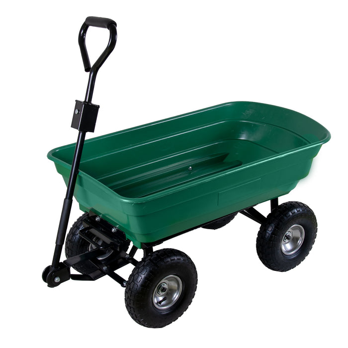 Gartenwagen mit Kippfunktion 75 Liter, belastbar bis 300Kg, Luftbereifung, abnehmbarer Griff