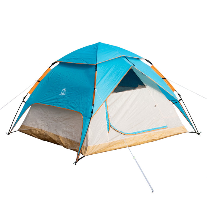 Automatik-Campingzelt Pop-Up Zelt für 3-4 Personen doppelwandig, wasserdicht inkl. Tragetasche Türkis/Beige