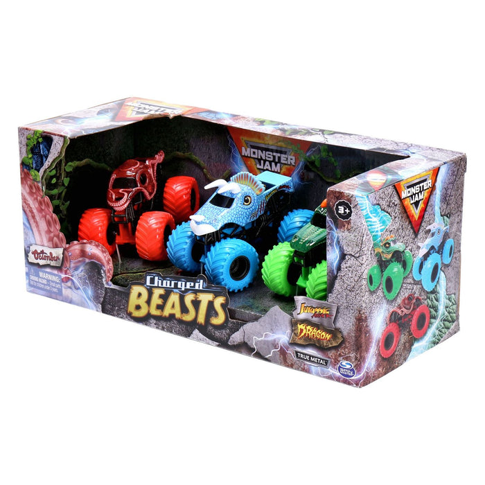 Monster Jam 3er-Pack Charged Beasts Coole Trucks im Maßstab 1:64