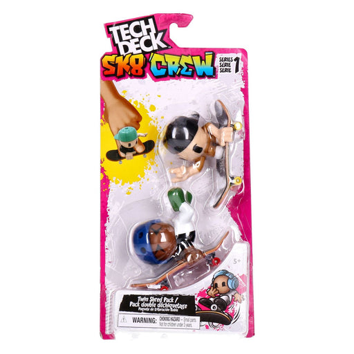 Produktbild Miniskateboard - Tech Deck Sk8 Crew 2er-Set 2 Fingerboards Figuren abnehmbar und kompatibel mit Anderen Fing.