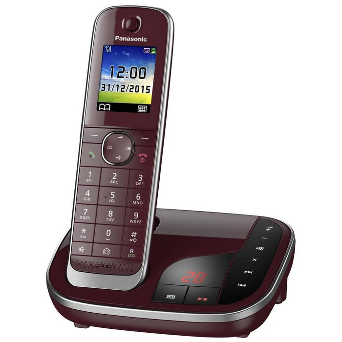 Panasonic KX-TGJ320G schnurloses Telefon weinrot mit Anrufbeantworter