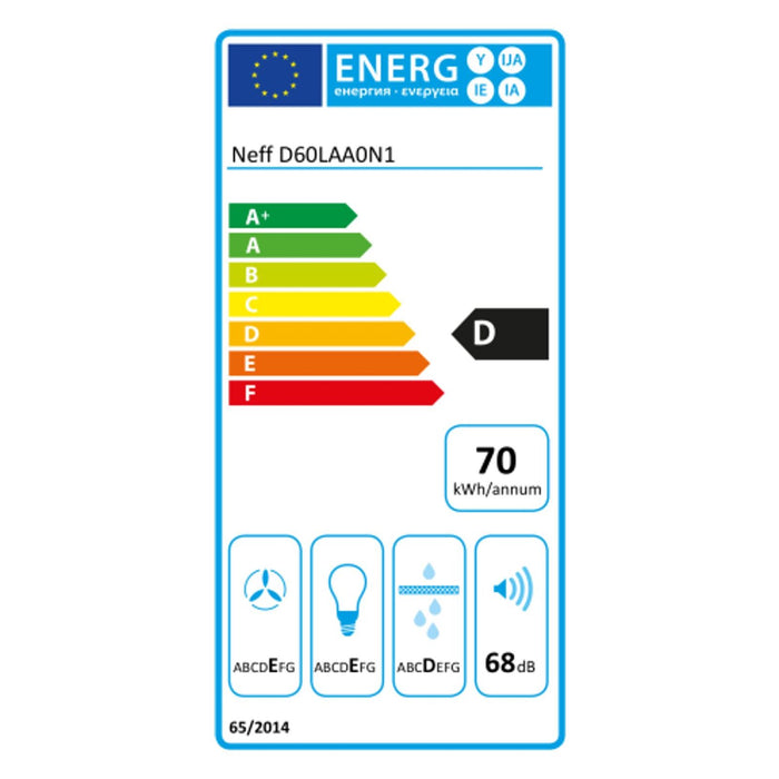 Neff DLAA600N Unterbaut Edelstahl 250 m³/h D