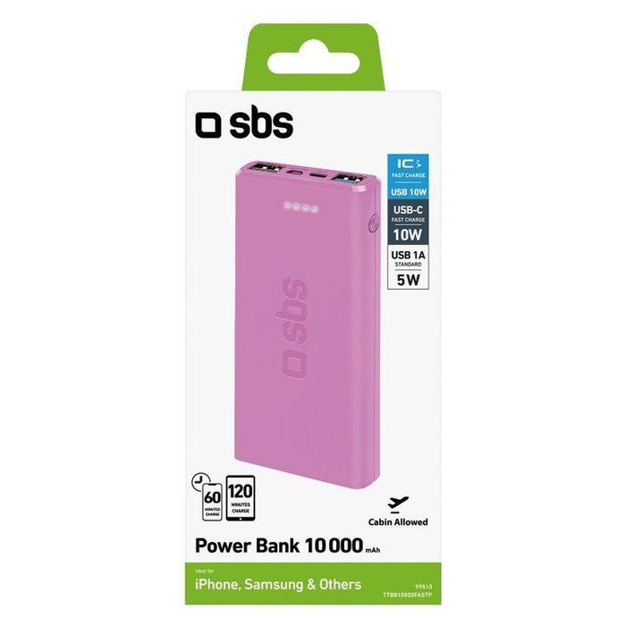 SBS TTBB10000FASTP Powerbank Lithium Polymer (LiPo) 10000 mAh Pink