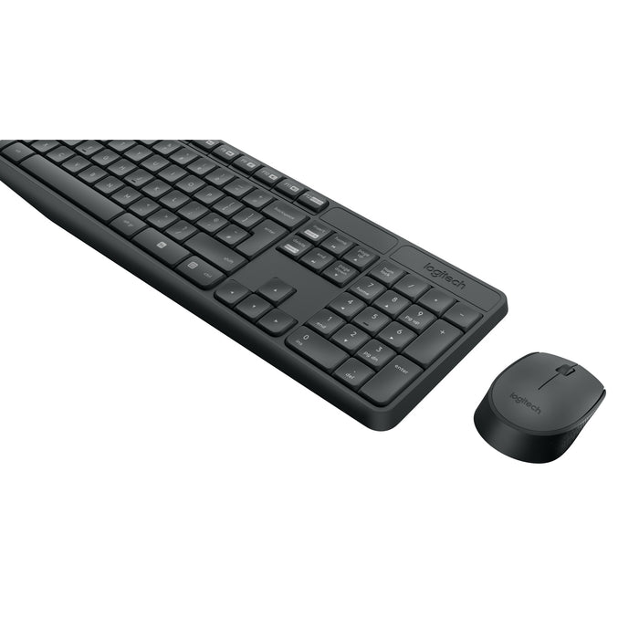 Logitech MK235 kabelloses Tastatur und Maus Set QWERTZ Deutsch grau