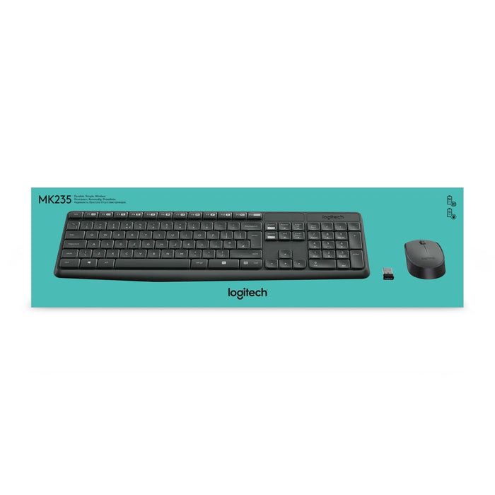 Logitech MK235 kabelloses Tastatur und Maus Set QWERTZ Deutsch grau