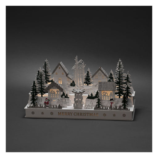 Produktbild Weihnachtsdorf - Konstsmide LED Holzsilhouette Dorf mit 12 Lichtern in warmweiß 3265-210