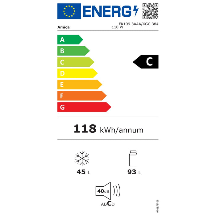 Amica KGC 384 110 W Kühl-Gefrierkombination freistehend 139 l C weiß