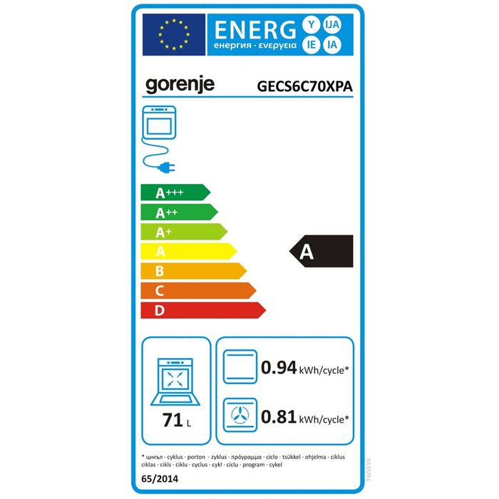 Gorenje Elektroherd Heißluft,71L GECS6C70XPA