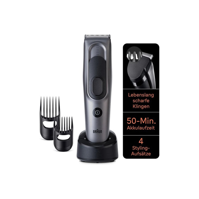 BRAUN Haarschneider Series 7 HC7390 in grau, HairClipper für Männer mit 17 Längeneinstellungen