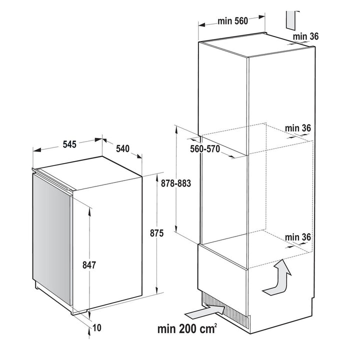 Gorenje RBI209EE1 Eibaukühlschrank in weiß Integriert mit Festtür,G-Fach,Crisp 114 l E