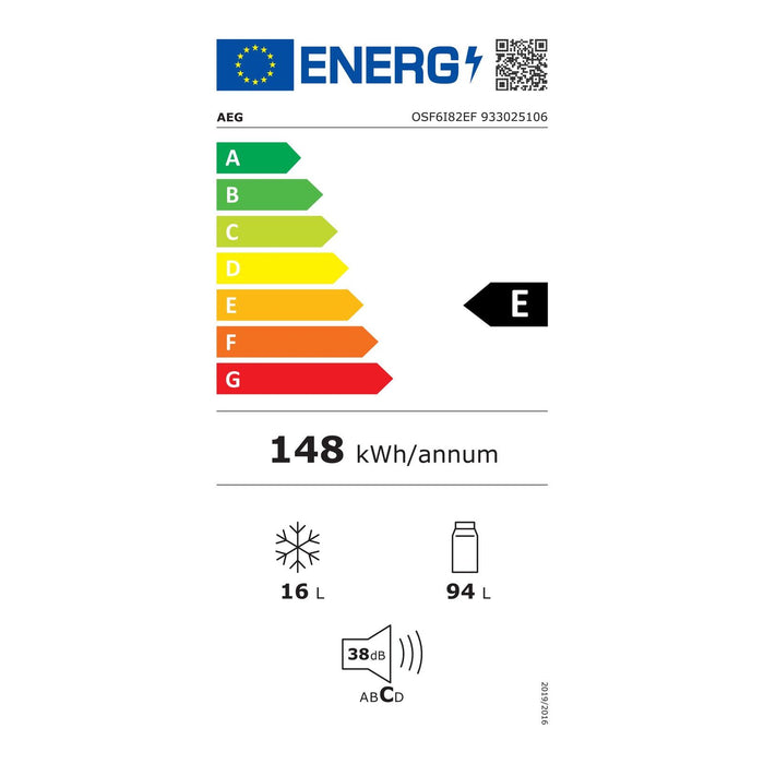 AEG OSF6I82EF Unterbau-Kühlschrank mit Gefrierfach integrierbar 111 l E in weiß