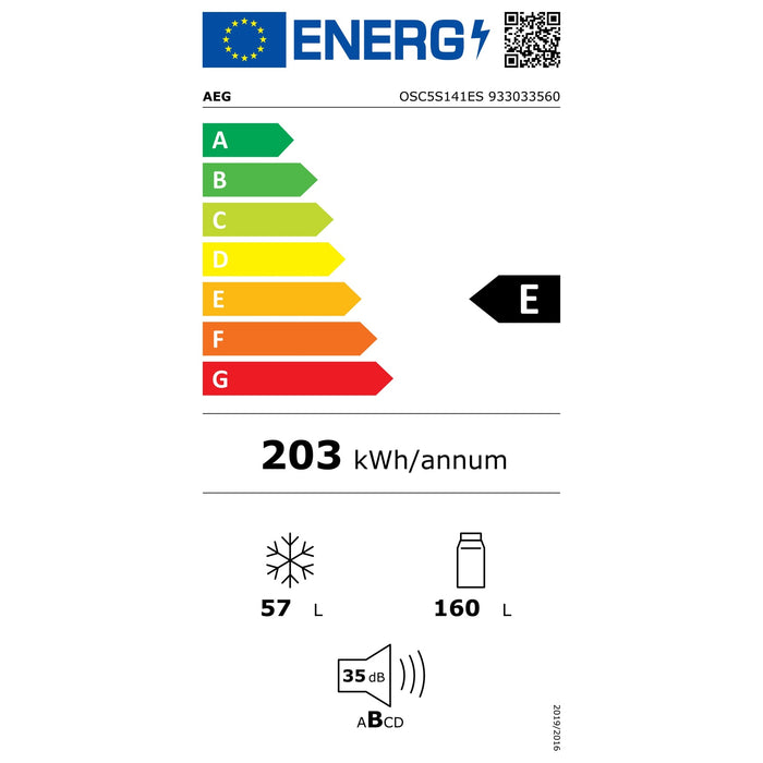 AEG OSC5S141ES Einbau-Kühl/Gefrierkombination Integriert mit Schlepptür 217 l E in weiß