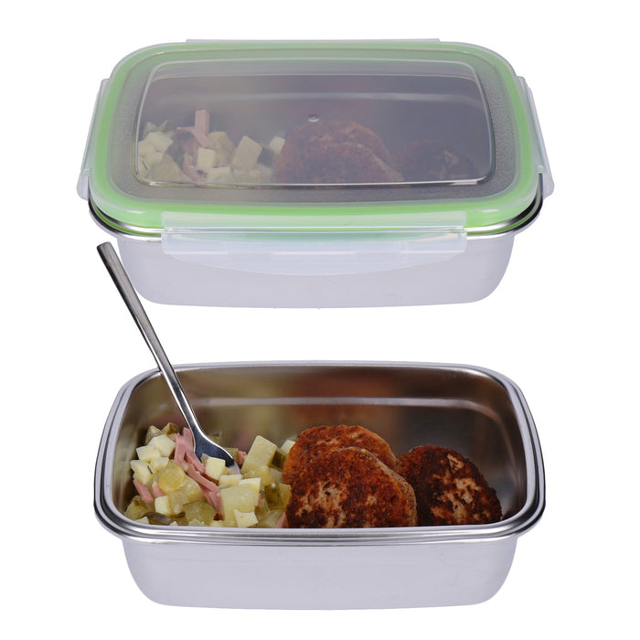 TP Frischhaltedose aus Edelstahl 18/10 mit passend Deckel, Lunchbox, Frühstücksdose (luftdicht) 1800 ml