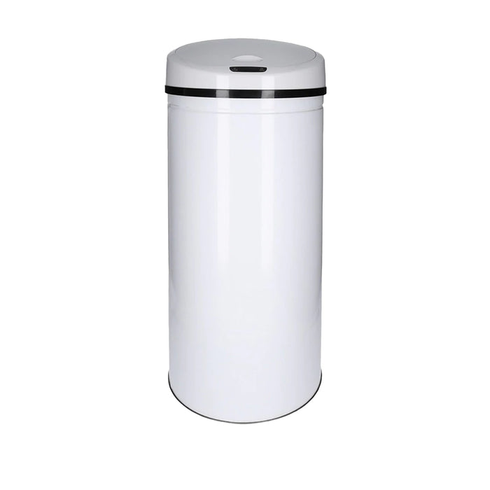 TP Sensor Mülleimer aus Edelstahl, Abfallbehälter für Küche, automatischer Deckel, rund, in weiß 60 Liter