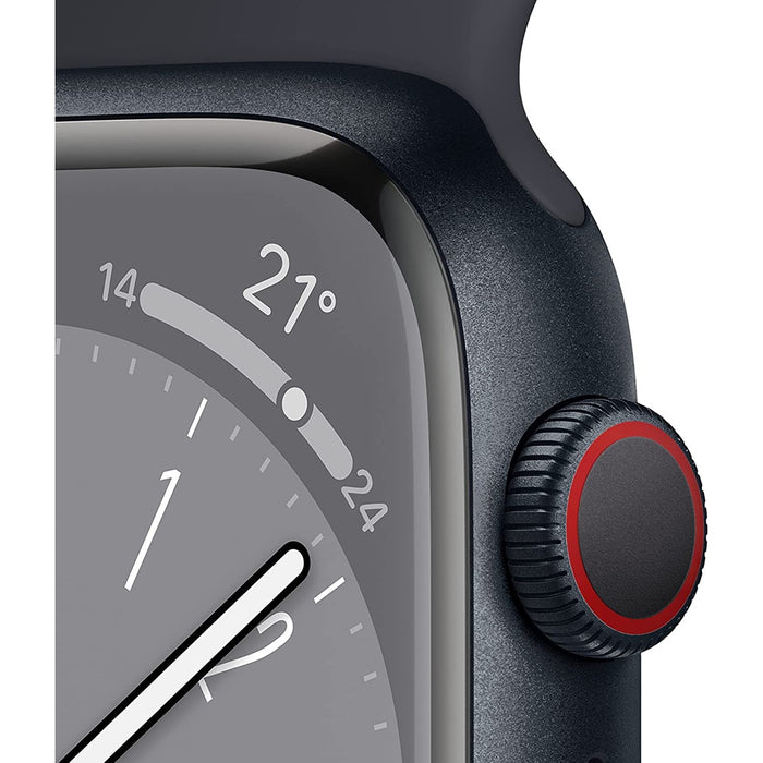 Apple Watch Series 8 45mm GPS + 4G Mitternacht Aluminiumgehäsue mit Sportarmband Mitternacht