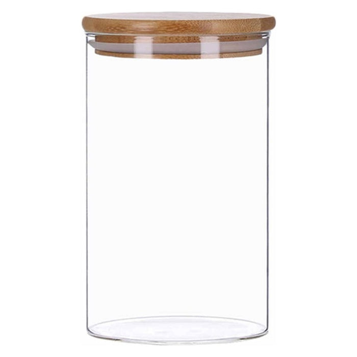 TP Vorratsglas mit Bambus Deckel, Glas Behälter für Lebensmittel, luftdicht, spülmaschinenfest, 1000ml
