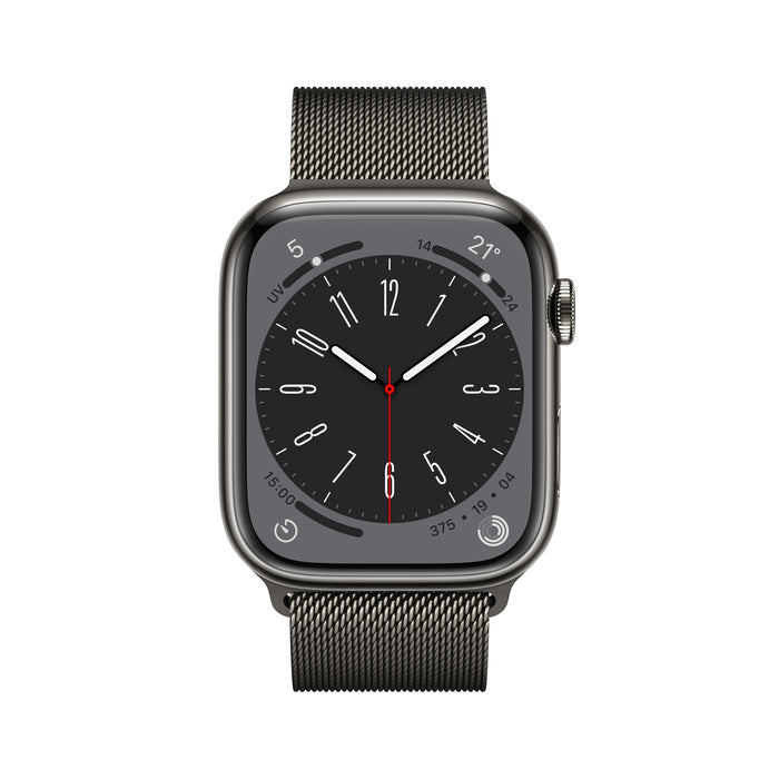 Apple Watch Series 8 45mm GPS + 4G Graphit Edelstahlgehäuse Graphit, Milanaisearmband Graphit