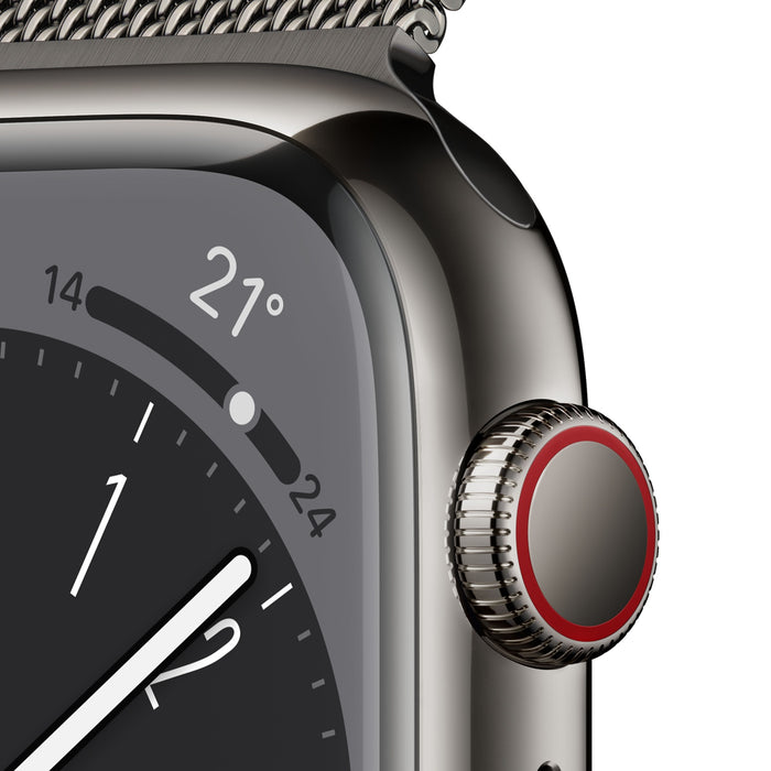 Apple Watch Series 8 45mm GPS + 4G Graphit Edelstahlgehäuse Graphit, Milanaisearmband Graphit