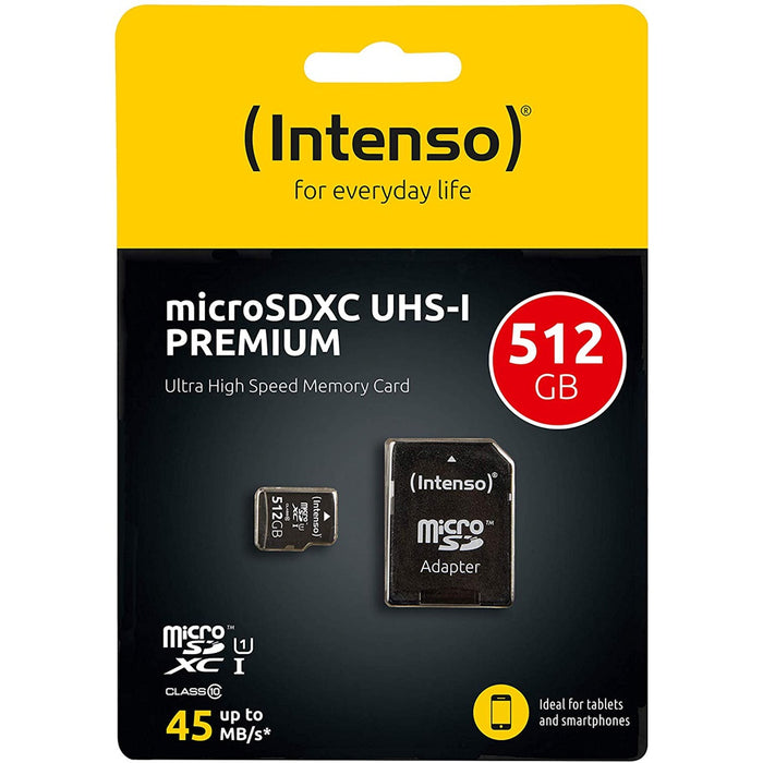 Intenso Micro SDXC Karte 512GB Speicherkarte UHS-I Premium mit Adapter