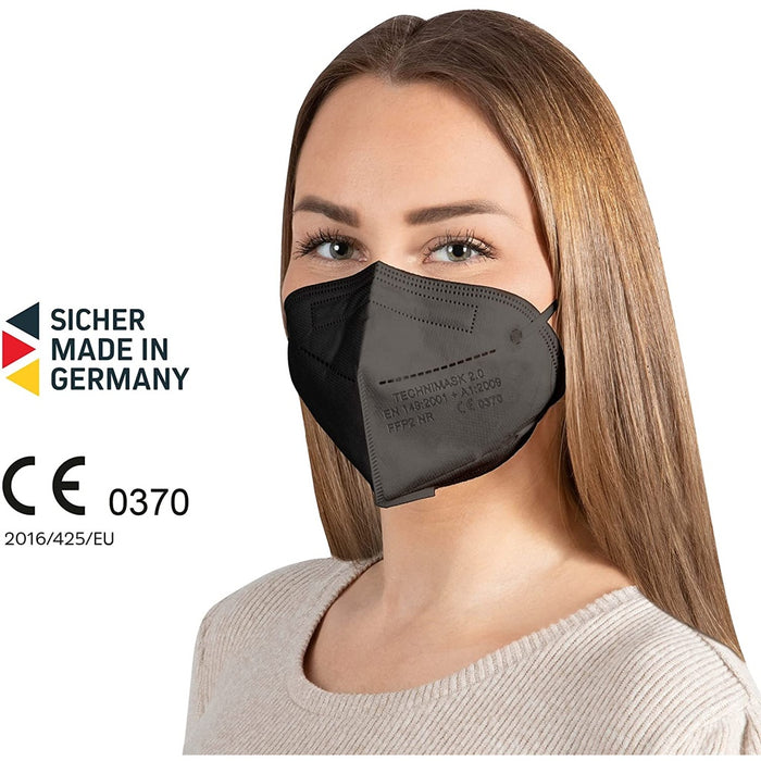 Technisat FFP2 Gesichtsmaske 15 Stück Mund und Nasen Schutzmaske Schwarz