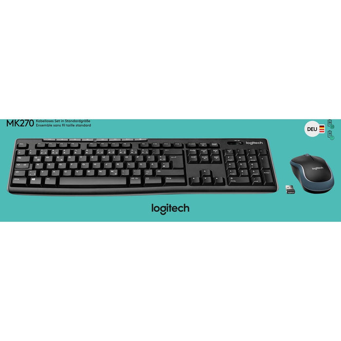 Logitech Tastatur/Maus Set USB,wireless,1000dpi LOGITECH MK270 sw