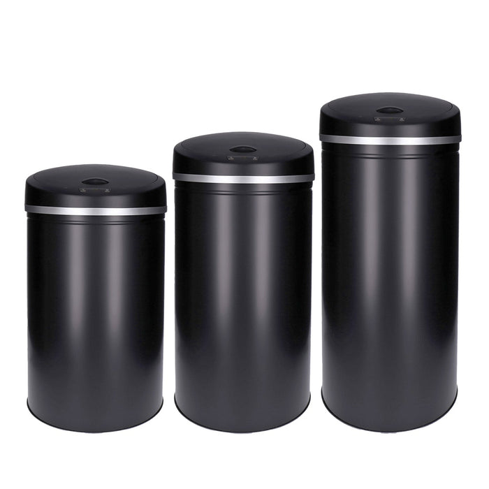 TP Sensor Mülleimer aus Edelstahl, Abfallbehälter für Küche, automatischer Deckel, rund, in schwarz 60 Liter