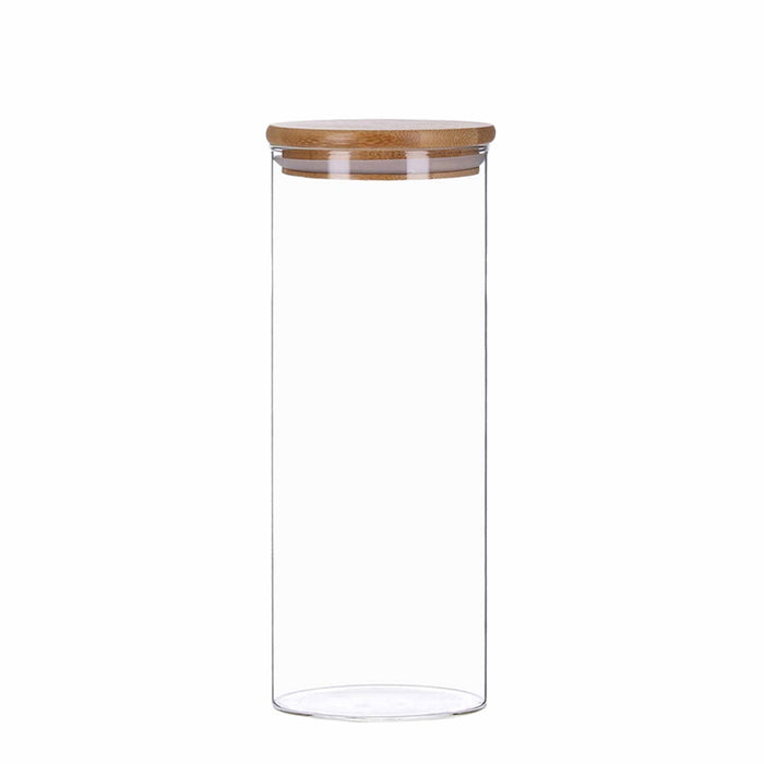 TP Vorratsglas mit Bambus Deckel, Glas Behälter für Lebensmittel, luftdicht, spülmaschinenfest, 1800ml